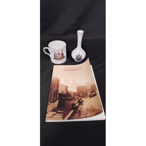 80 - Cup, vase and book featuring images of Darwen