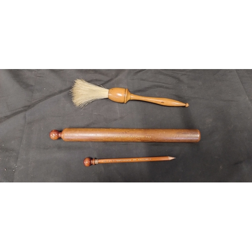 106 - Scroll and pencil souvenir of Keswick and a vintage barber duster