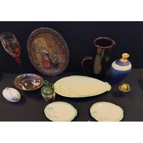 120 - Mixed lot of vases, plates, glass, Horn Toast Rack, Copeland ginger jar and other items