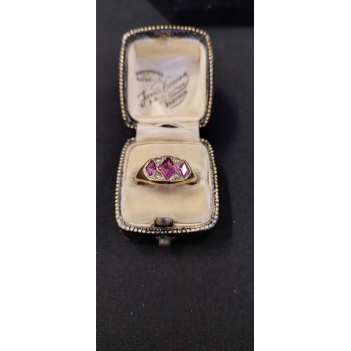 12 - Victorian 9ct gold pink Garnet and pearl ring. Size M/N. Weight approx 2.20g