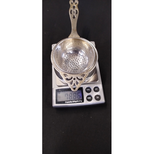 15 - Sterling silver 1934  tea strainer. Birmingham. Date letter K. Weight approx 78.86g