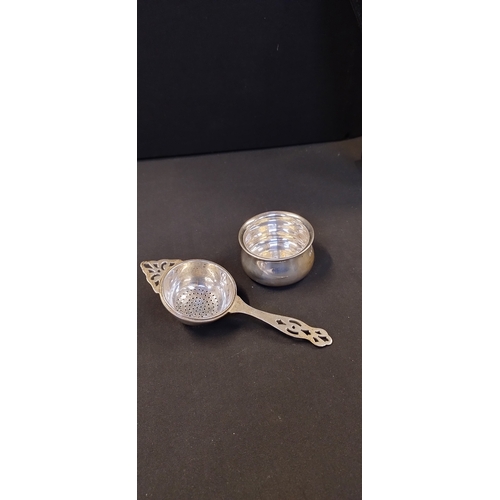 15 - Sterling silver 1934  tea strainer. Birmingham. Date letter K. Weight approx 78.86g