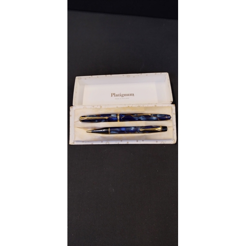 136 - Platignum fountain pen and propelling pencil set