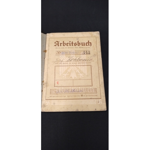 137 - WWII German work book. For a Joseph Kolhmeire.
DOB March 1919
1st job was on machinery 1933 (14 year... 