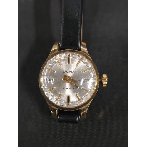 145 - Ladies vintage Sekonda watch with leather strap