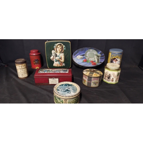 198 - Various vintage biscuit and tea tins featuring different subjects