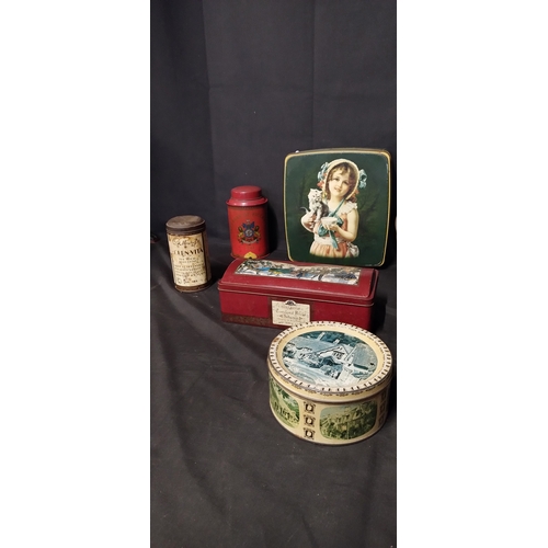 198 - Various vintage biscuit and tea tins featuring different subjects