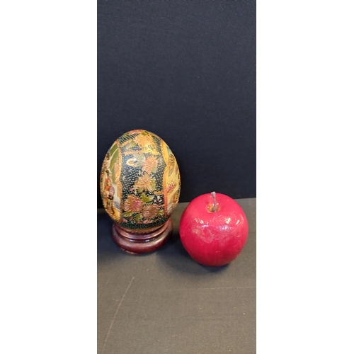 208 - Two Chinese Satsuma porcelain eggs and a Japanese satsuma vase