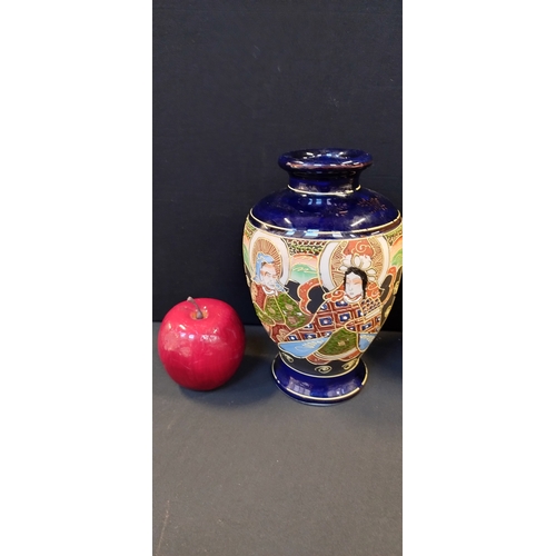 208 - Two Chinese Satsuma porcelain eggs and a Japanese satsuma vase