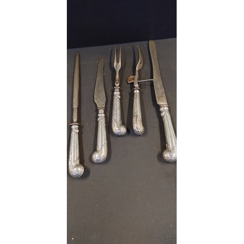 18 - Sterling silver Sheffield 1905 carving set