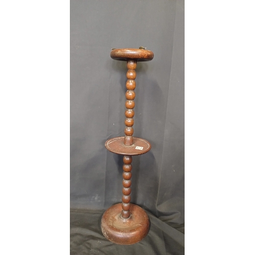 212 - Vintage wooden bobbin turned shelf ashtray. Measures approx 70 x 20 cm