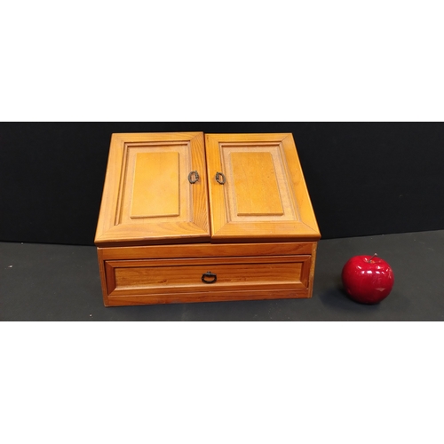 216 - Wood Desk Top Organizer Letter Box, Rustic Storage Unit. Measures approx H 24.5 x W 33 x D 18.5 cm