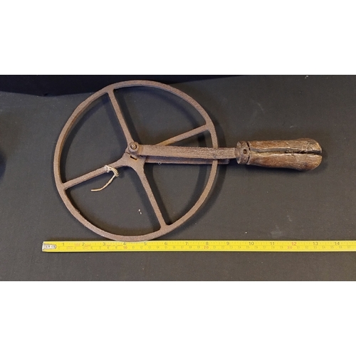 219 - Vintage wheelwright's hand forged traveler wheel measuring tool