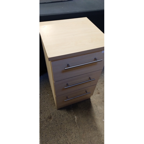 220 - Pine veneer Set of 3 office / bedroom drawers. Measures approx H 70.5 x W 38.5 x D 41 cm