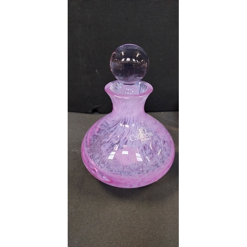 224 - Mixed lot of glassware including a Caithness purple swirl perfume bottle, royal mint commemorative 1... 