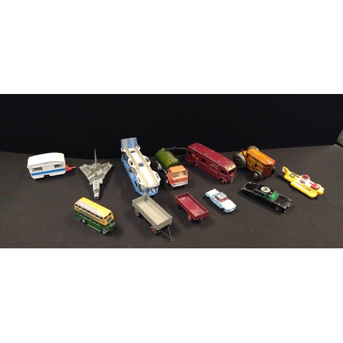 252 - Selection of vintage diecast vehicles, Corgi, Dinky, Mar toys tin plate tractor