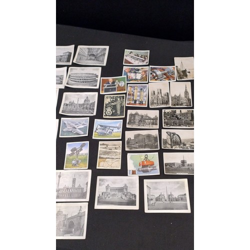 254 - Various black and white, and colour loose cigarette cards featuring different subjects