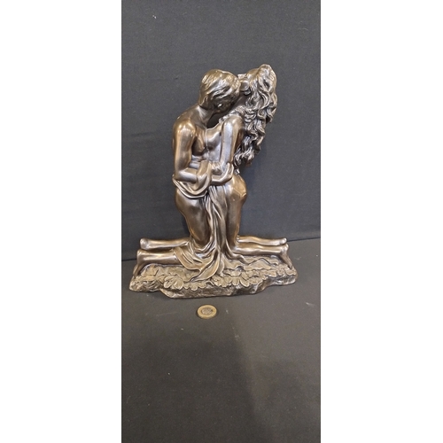 269 - Signed 1998 Crosa Heavy Figure of Romantic Couple. Measures approx H 28 x W 24 x D 13.5 cm