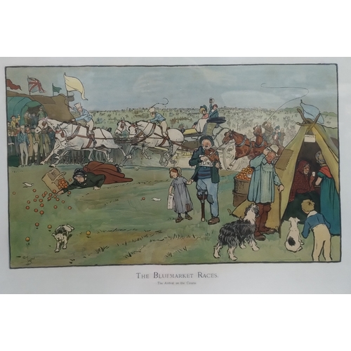 273 - Framed Large original watercolour by Cecil Aldin 1901. The BlueMarket Races. The Arrival on the Cour... 