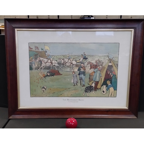 273 - Framed Large original watercolour by Cecil Aldin 1901. The BlueMarket Races. The Arrival on the Cour... 