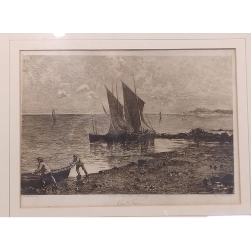 280 - Framed picture of Imperial. A. Clément.Paris titled Low Tide. Measures approx H 38 x W 49