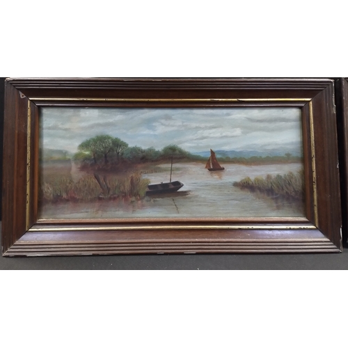 281 - Two framed oil  and watercolour paintings by RWS. Measures approx H 23 x W 42.5 cm