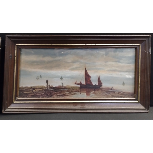 281 - Two framed oil  and watercolour paintings by RWS. Measures approx H 23 x W 42.5 cm