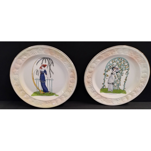 282 - Collection of Royal Worcester Spode relief plates, Penelope and Sarah, a blue and white serving plat... 