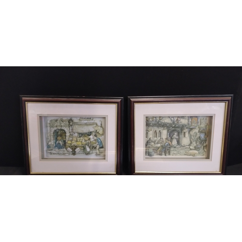 294 - Three 3D framed images by Anton Pieck. Measures approx H 29 x W 34 x D 3.5 cm