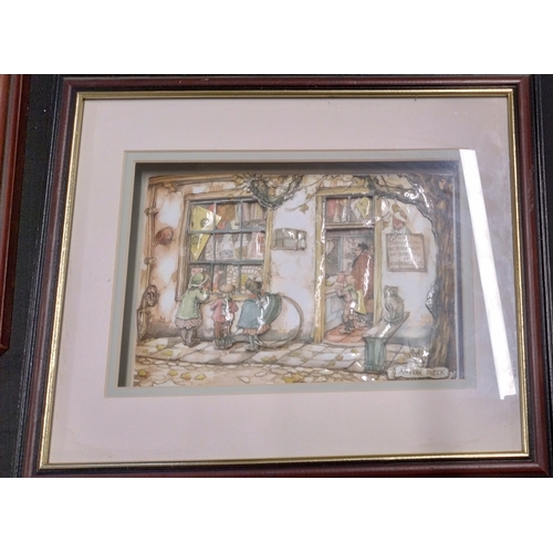 294 - Three 3D framed images by Anton Pieck. Measures approx H 29 x W 34 x D 3.5 cm