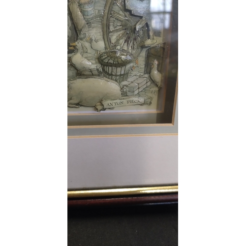 294 - Three 3D framed images by Anton Pieck. Measures approx H 29 x W 34 x D 3.5 cm