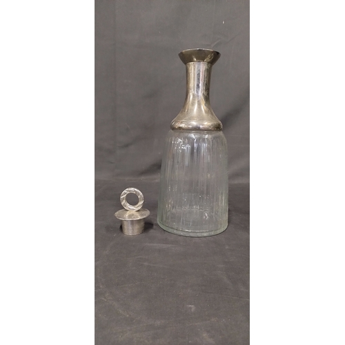 407 - Silver plated decanter and tankard with golf emblem and grandad engraved in the centre