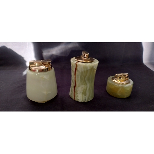 444 - 3 vintage onyx table lighters