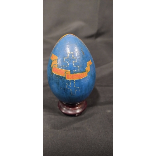 36 - Two Orthodox wooden easter eggs with  24k gold paint featuring the image of christ and the image of ... 