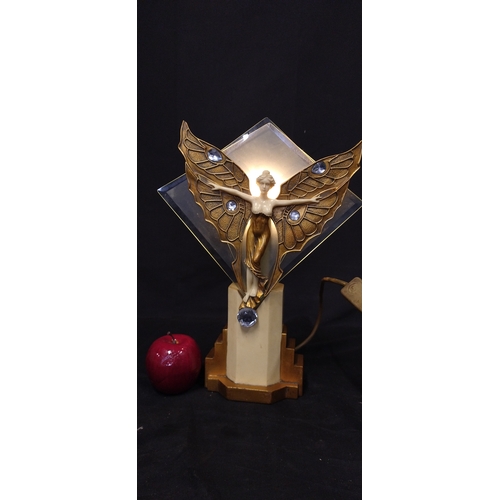 49 - Beautiful Art Deco style Bakelite Angel Crystal lamp. Tested for power. Measures approx H 36.5 x W 2... 