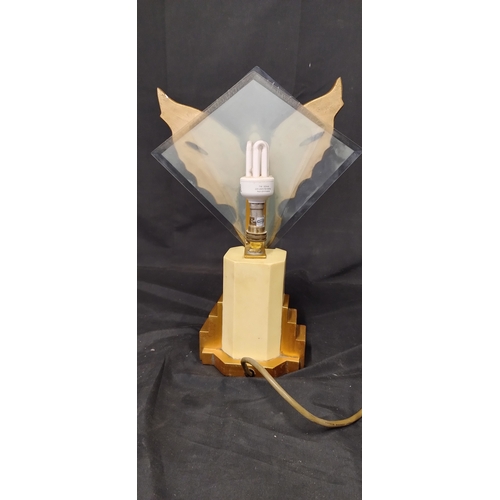 49 - Beautiful Art Deco style Bakelite Angel Crystal lamp. Tested for power. Measures approx H 36.5 x W 2... 