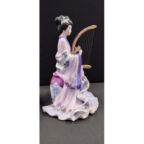 78 - Two Danbury mint Chinese figurines. Jade Empress and Harp Princess