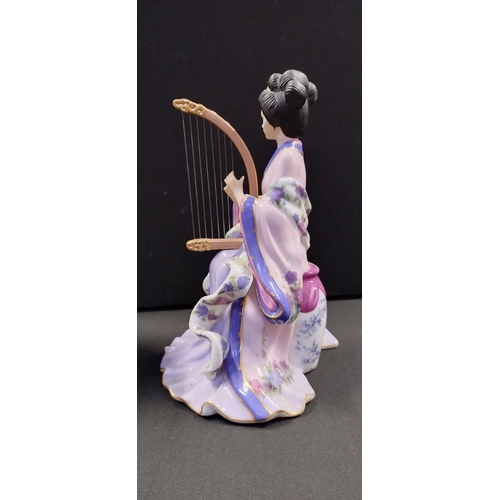 78 - Two Danbury mint Chinese figurines. Jade Empress and Harp Princess