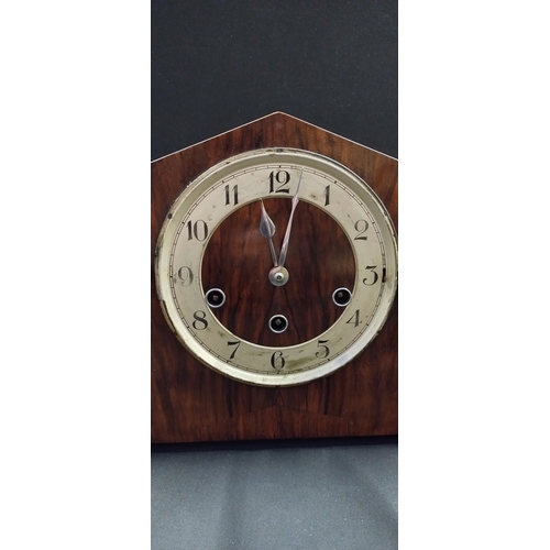 79 - Vintage wooden mantle clock with chime (no key)