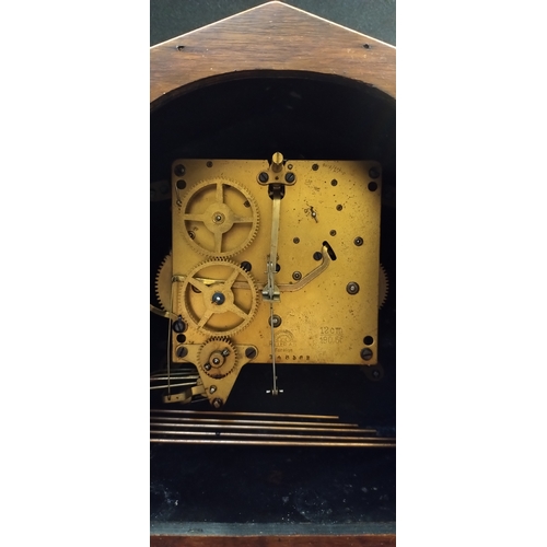 79 - Vintage wooden mantle clock with chime (no key)