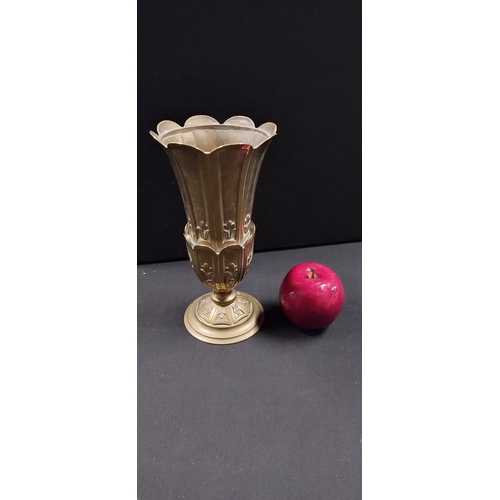 82 - Vintage Brass Flower Vase 1920-1960's. Measures approx H 23 x W 11.5