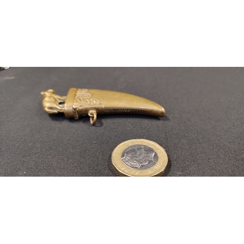 84 - Brass hinged Horn of Plenty Vesta case with a elephant