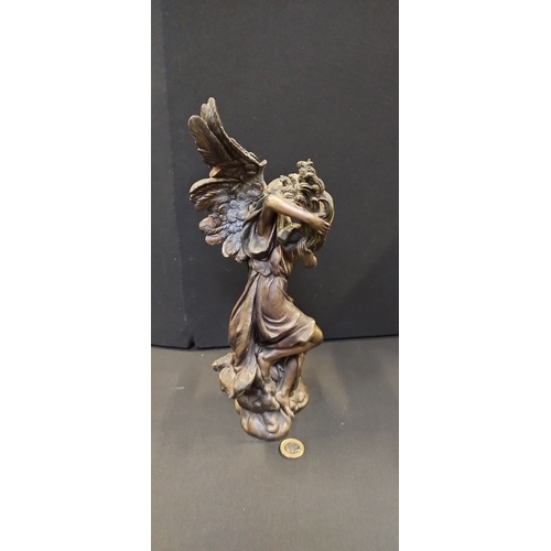 90 - Bronzed resin Statue of an harvest Angel Sculpture. Measures approx H 31.5 x W 16.5 x D 12 cm