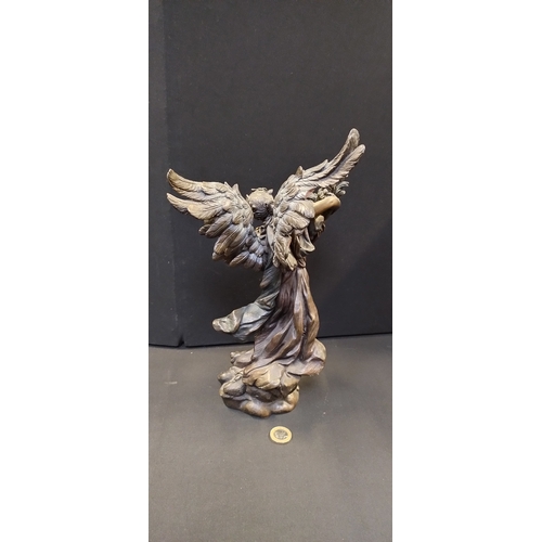 90 - Bronzed resin Statue of an harvest Angel Sculpture. Measures approx H 31.5 x W 16.5 x D 12 cm