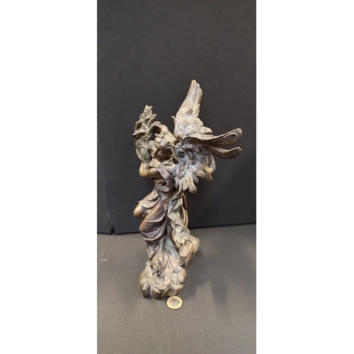 90 - Bronzed resin Statue of an harvest Angel Sculpture. Measures approx H 31.5 x W 16.5 x D 12 cm