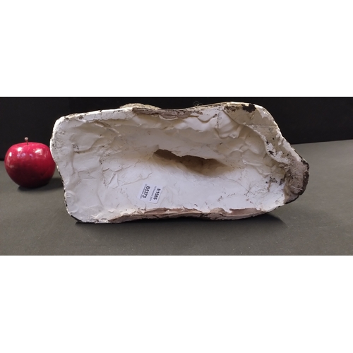 110 - Cast plaster of an owl. Measures approx H 28.5 x W 28 x D 14.5 cm