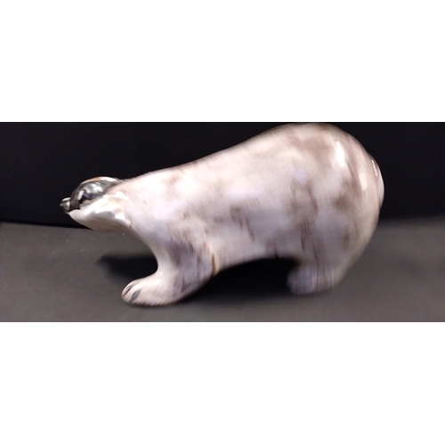 159 - David Sharp Rye large pottery badger and a porcelain goose