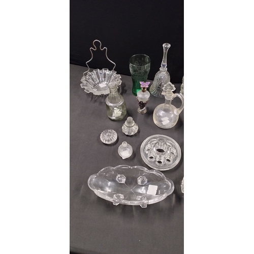 166 - Large quantity of various glassware including dessert dishes, glass frogs, ashtray, and other items