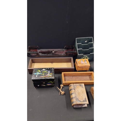 176 - Mixed lot  including clock, stands, various boxes, and other wooden items