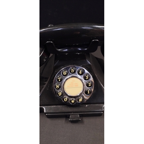 180 - Black Vintage style telephone with push button dial